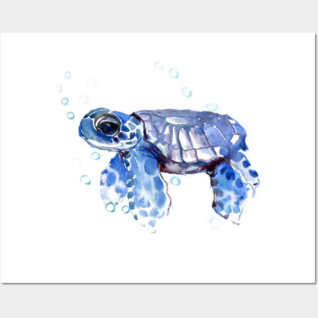 Sea Turtle, cute Turtle Blue turtle Wall Art by surenart